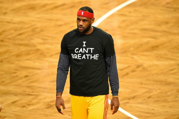 LeBron James, marking the death of Eric Garner, in 2014. Photo by Rick Kane (The New Yorker)