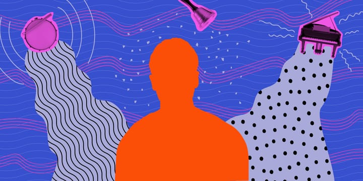 Drum photo by David Caudery/Rhythm Magazine via Getty Images. Handbell photo by Vit Rejchrt. Images by Martine Ehrhart.